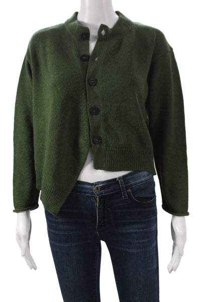 Kut Kut Women Cardigan Sweater Green Wool Round Neck Long Sleeve Size XS