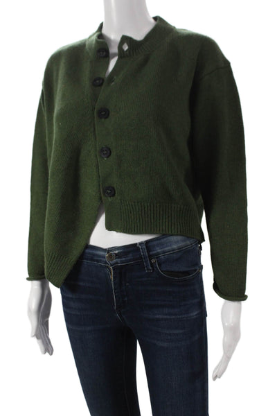 Kut Kut Women Cardigan Sweater Green Wool Round Neck Long Sleeve Size XS