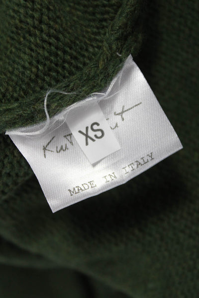 Kut Kut Women Cardigan Sweater Green Wool Round Neck Long Sleeve Size XS