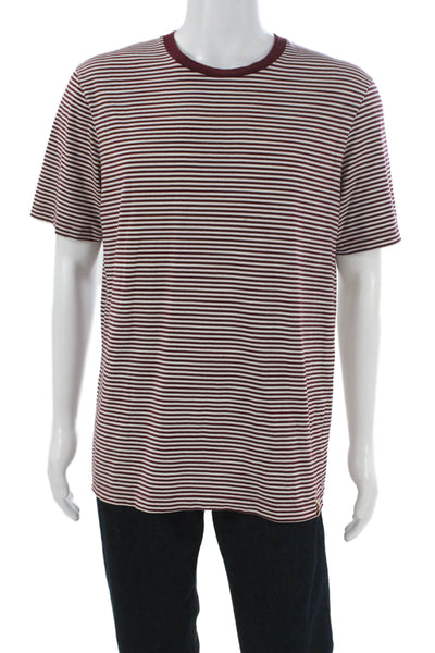 Scotch & Soda Men's Striped Red Cotton Short Sleeve T-Shirt Size L