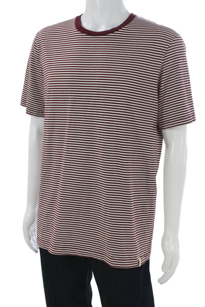 Scotch & Soda Men's Striped Red Cotton Short Sleeve T-Shirt Size L