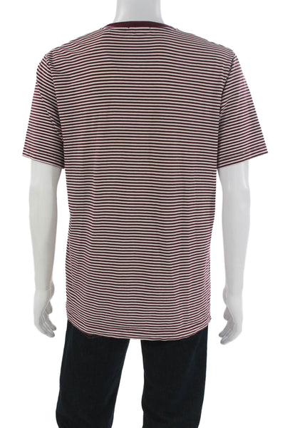 Scotch & Soda Men's Striped Red Cotton Short Sleeve T-Shirt Size L