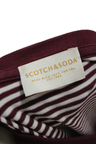 Scotch & Soda Men's Striped Red Cotton Short Sleeve T-Shirt Size L