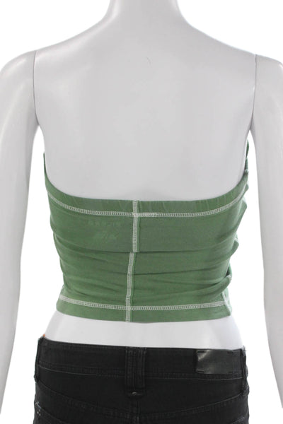 Pilcro Anthropologie Women Cropped Strapless Tank Green Size XS