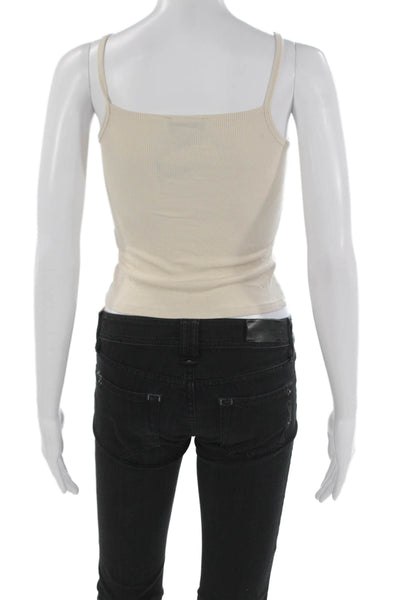 LNA Womens Basic Tank Beige Rayon Spandex Boat Neck Sleeveless Size XS