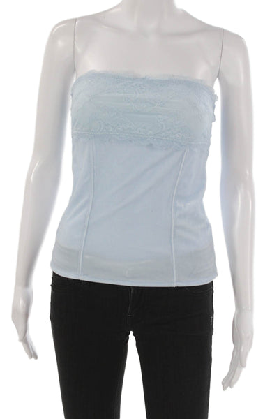 Free People Women Corset Tank Top Blue Polyester Square Neck Sleeveless Size S