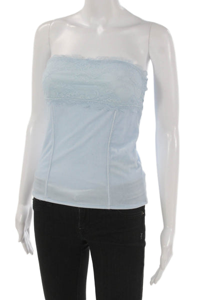 Free People Women Corset Tank Top Blue Polyester Square Neck Sleeveless Size S