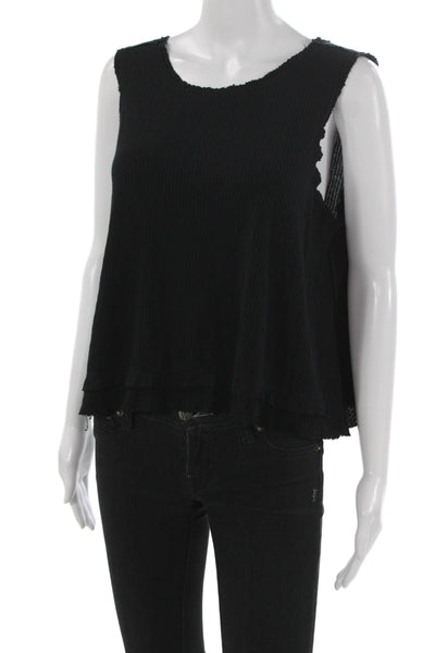 We The Free Womens Black Basic Tank Round Neck Sleeveless Size XS