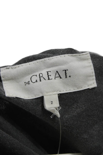 The Great Women Basic V-Neck Gray Cotton Short Sleeve T-Shirt Size 2