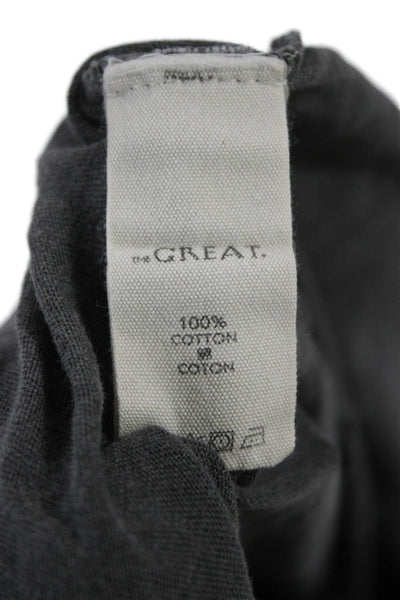 The Great Women Basic V-Neck Gray Cotton Short Sleeve T-Shirt Size 2