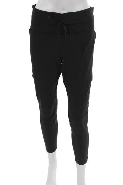 Athleta Women Ankle Leggings Black Polyester Drawstring Size L