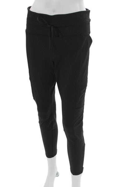 Athleta Women Ankle Leggings Black Polyester Drawstring Size L