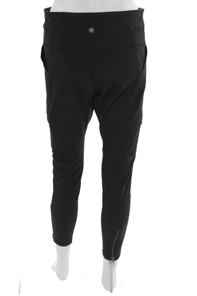 Athleta Women Ankle Leggings Black Polyester Drawstring Size L