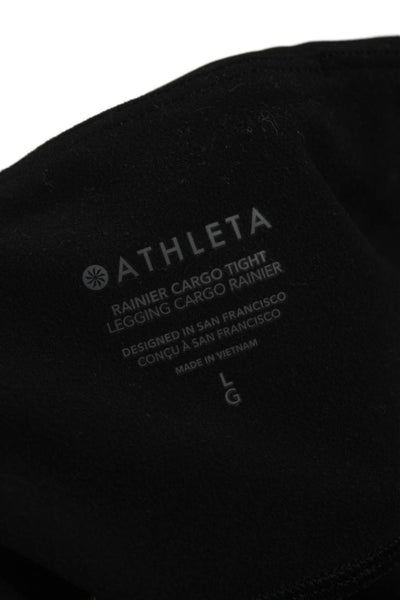 Athleta Women Ankle Leggings Black Polyester Drawstring Size L