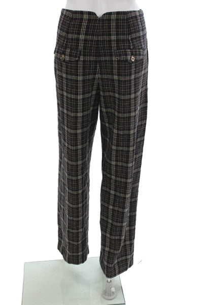 Other Stories Womens Dress Pants Black Wool Plaid Button Size 6