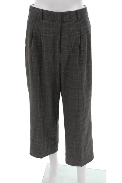 Aritzia Womens Cropped Plaid Polyester Pants Gray Size 6