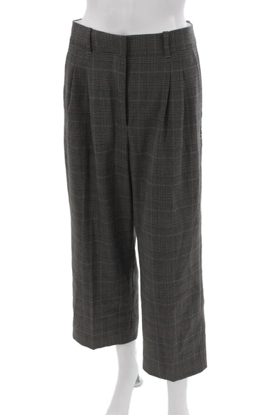 Aritzia Womens Cropped Plaid Polyester Pants Gray Size 6