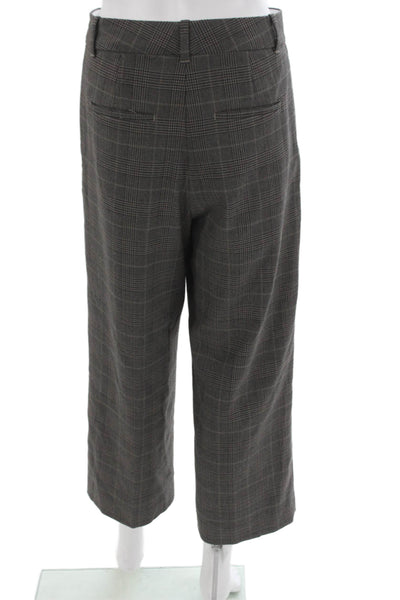 Aritzia Womens Cropped Plaid Polyester Pants Gray Size 6