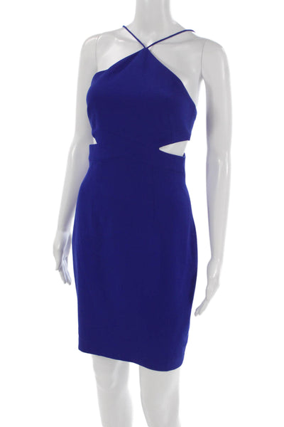 Aidan Aidan Mattox Women Blue Halter Sheath Dress Sleeveless Zip Size 0