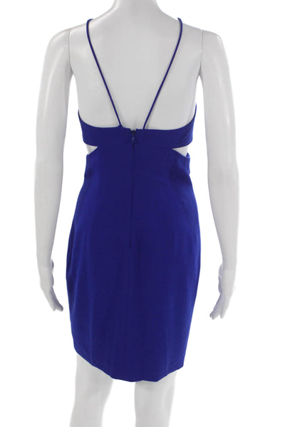 Aidan Aidan Mattox Women Blue Halter Sheath Dress Sleeveless Zip Size 0