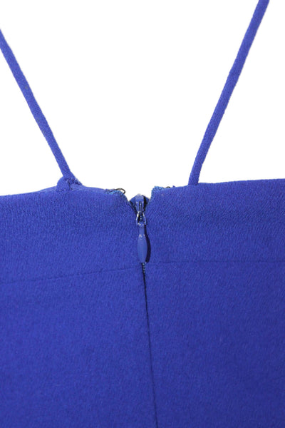 Aidan Aidan Mattox Women Blue Halter Sheath Dress Sleeveless Zip Size 0