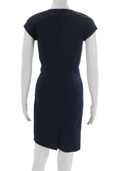 MNG Womens Sheath Dress Blue Cotton V-Neck Short Sleeve Knee Length Size 0