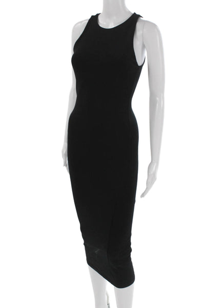 Zara Womens Bodycon Midi Dress Black Sleeveless Round Neck Cotton Size S