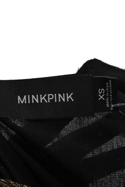 MINKPINK Womens Black Striped V-Neck Long Sleeve Romper Polyester Size XS