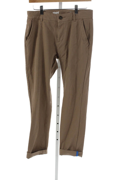 Mugsy Mens Chino Pants Brown Zip Fly Inseam 32 Size 31