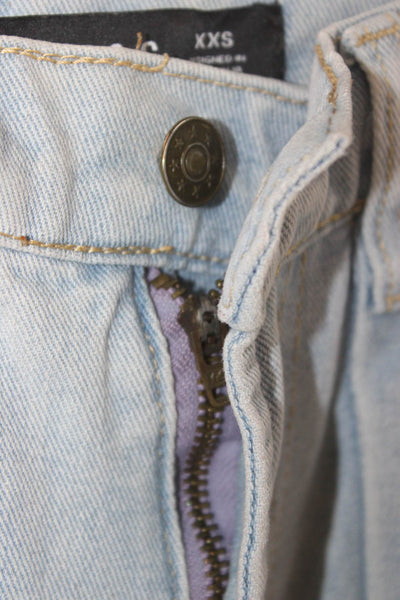 Lioness Women Cargo High Rise Blue Jeans Button 100% Cotton Size 2XS