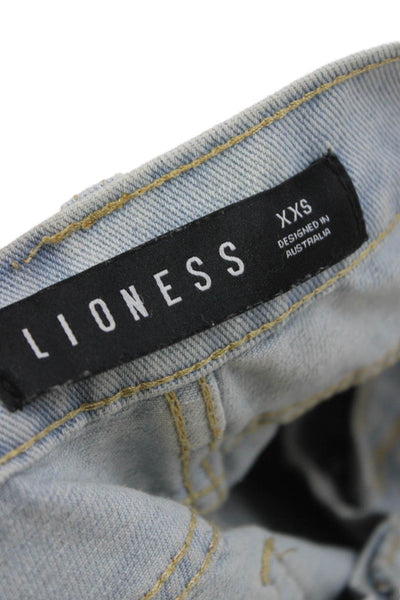 Lioness Women Cargo High Rise Blue Jeans Button 100% Cotton Size 2XS