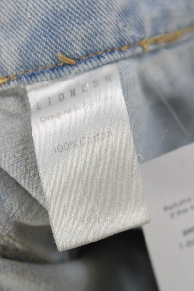 Lioness Women Cargo High Rise Blue Jeans Button 100% Cotton Size 2XS