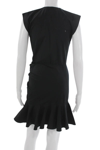Veronica Beard Women Wrap Dress Black Sleeveless Knee Length Size 0