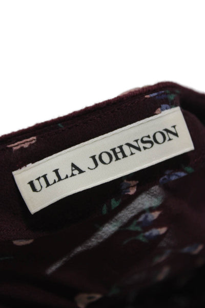 Ulla Johnson Women Mini Floral Silk Long Sleeve Dress Brown Size 0