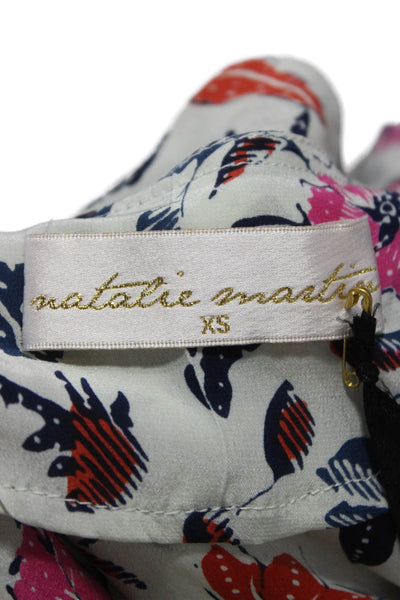 Natalie Martin Women Silk Floral V Neck Long Sleeve Wrap Dress Size XS