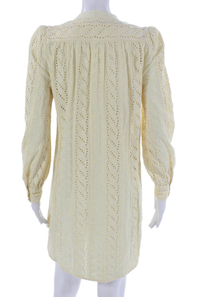 Skaist Taylor Womens Yellow V-Neck Long Sleeve Shift Dress Knee-Length Size S