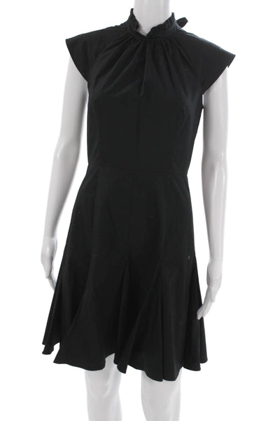 Charlotte Brody Womens ALine Dress Black HighNeck Waist Short Sleeve Size XS