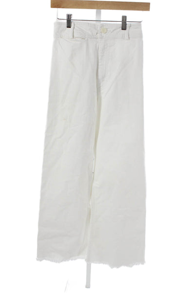 Creatures Of Comfort Womens Wide-Leg Jeans White Cotton Blend High Rise Size 0