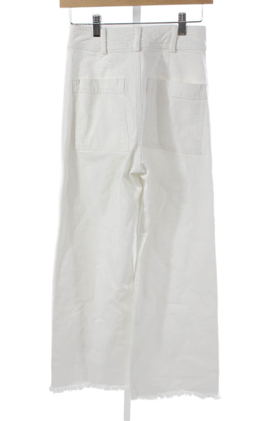 Creatures Of Comfort Womens Wide-Leg Jeans White Cotton Blend High Rise Size 0