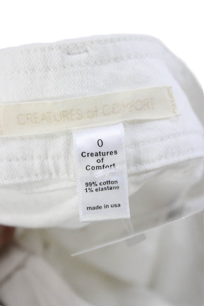 Creatures Of Comfort Womens Wide-Leg Jeans White Cotton Blend High Rise Size 0