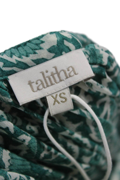 Talitha Womens Tunic Silk Paisley Long Sleeve Round Neck Pullover Boho Size XS
