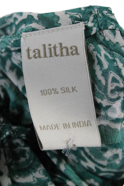 Talitha Womens Tunic Silk Paisley Long Sleeve Round Neck Pullover Boho Size XS