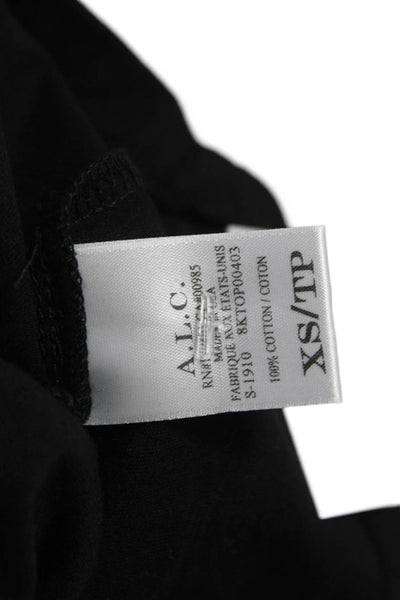 A.L.C. Womens Basic T-Shirt Black Square Neck Short Sleeve Cotton Size XS