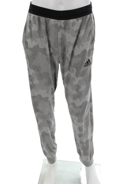 Adidas Mens Track Pants Gray Camo Polyester Pull On Size L