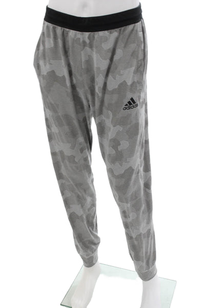 Adidas Mens Track Pants Gray Camo Polyester Pull On Size L