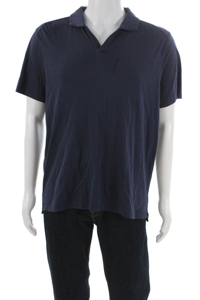 Raffi Mens Collared Short Sleeve Cotton Polo Blue Pullover Size XL