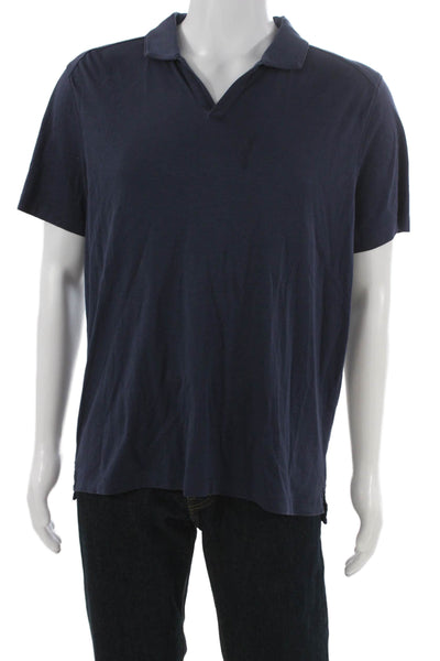 Raffi Mens Collared Short Sleeve Cotton Polo Blue Pullover Size XL