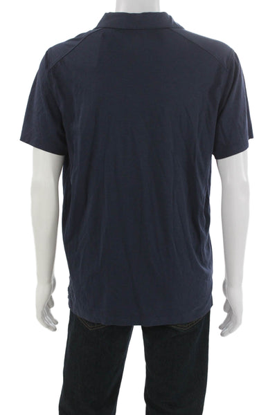 Raffi Mens Collared Short Sleeve Cotton Polo Blue Pullover Size XL