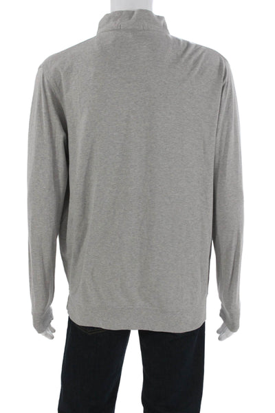 Peter Millar Mens Gray Mock Neck Zip Pullover Sweater 100% Cotton Size L
