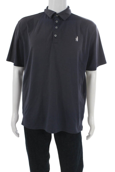 Johnnie-o Mens Polo Gray Collared Short Sleeve Polyester Blend Size L
